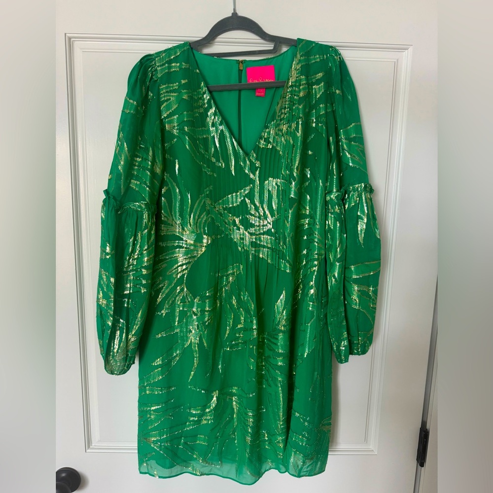 Lilly Pulitzer Cleme Green and Gold Dress